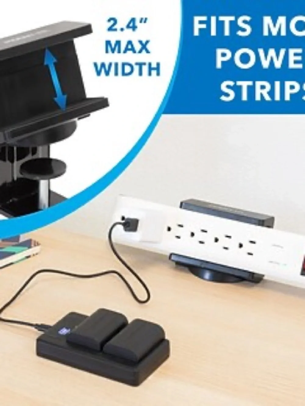 Black Desktop Power Strip with USB Charging Ports